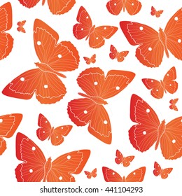 Orange Butterfly seamless pattern. Summer mood background. Vector illustration