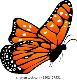 Orange Butterfly Silhouette. Vintage Nature Decor. Minimalist Decorative Print. Exotic Winged Beauty Wall Art.