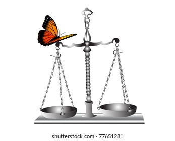 Orange butterfly sitting on the silver scales