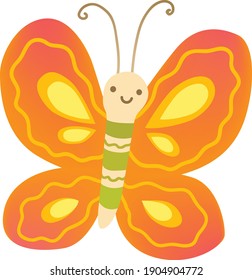 Orange butterfly vector, Butterfly cartoon clipart