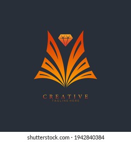 Orange of Butterfly wings diamond logo template, symbol of luxury and elegant