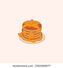 Orange Buttermilk Pancake Illustration for design needs, Landing Pages, Animation, Apps, Presentations, Content Creator and other Promotions