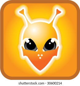 Orange button alien cartoonish illustration