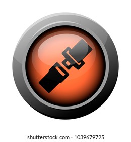 Orange button with a glass effect with the image of the seat belt