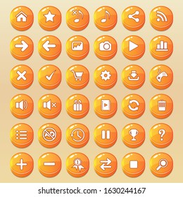 Orange button icon set for the games.