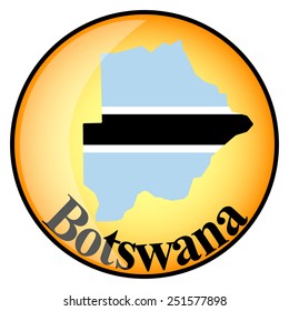 orange button with the image maps of button Botswana in the form of national flag