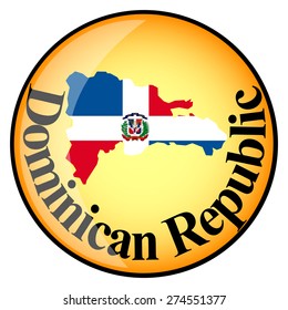 orange button with the image maps of Dominican Republic in the form of national flag