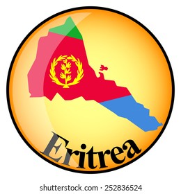 orange button with the image maps of button Eritrea in the form of national flag
