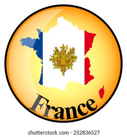 orange button with the image maps of button France Islands in the form of national flag
