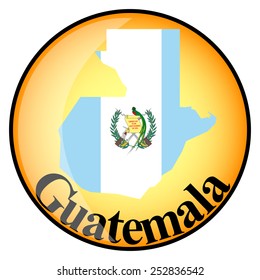 orange button with the image maps of button Guatemala in the form of national flag