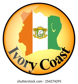 orange button with the image maps of Ivory Coast in the form of national flag