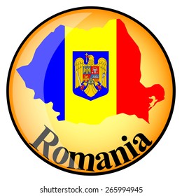 orange button with the image maps of Romania in the form of national flag