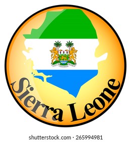 orange button with the image maps of button Sierra Leone in the form of national flag