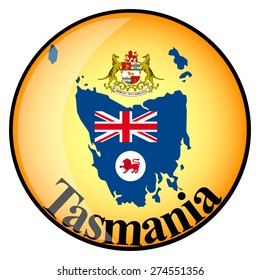 orange button with the image maps of Tasmania in the form of national flag