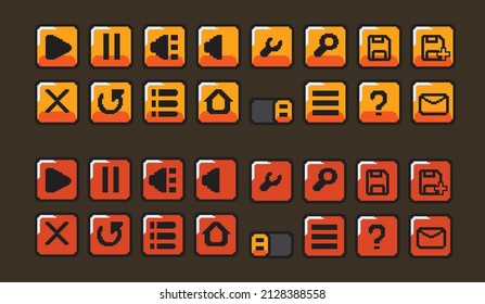 orange button in pixel style