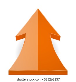 Orange button. Web UP icon. Vector illustration isolated on white background