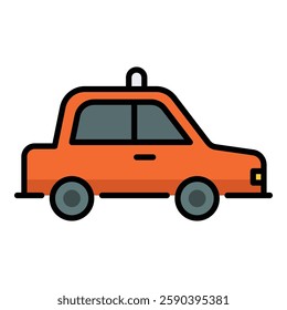 Orange cab color icon, featuring a classic taxi, representing urban transportation and cab services.