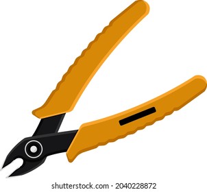 Cortador de cable naranja, ilustración, vector sobre fondo blanco.