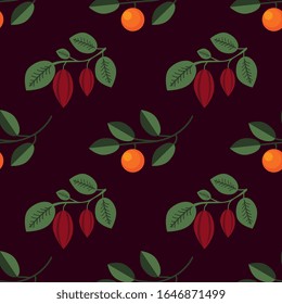 Orange and cacao seamless pattern