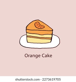 Orange cake, hand drawn vector illustration