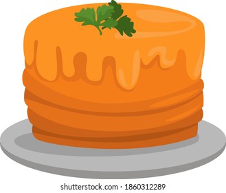 Pastel naranja, ilustración, vector sobre fondo blanco.