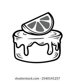 orange cake isolated drawing coloring line art style sketch classic vintage design illustration