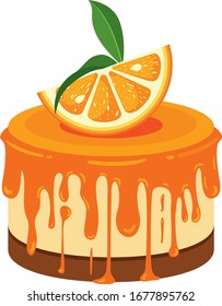 Orange cake isolated on white