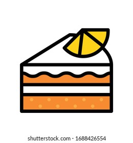 Orange cake vector illustration, filled design icon