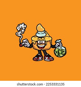 orange cake vector smoking joint hold nug weed cartoon