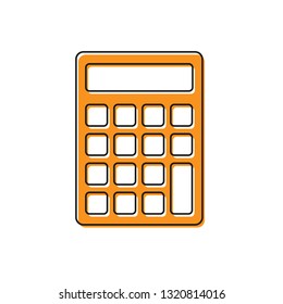 Orange Calculator icon isolated on white background. Accounting symbol. Business calculations mathematics education and finance. Vector Illustration