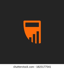 orange calculator as a logo on black background