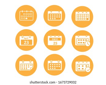 Icono De Calendario Naranja Establecido En Fondo Blanco