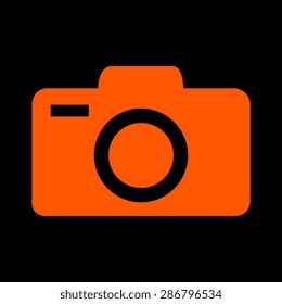 Orange Camera icons. Vector illustration on a black background