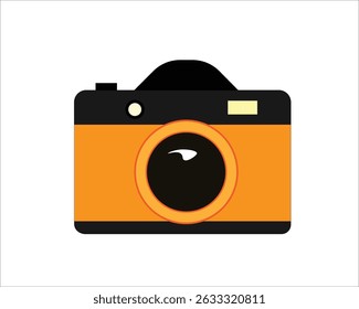 Orange camera on white background