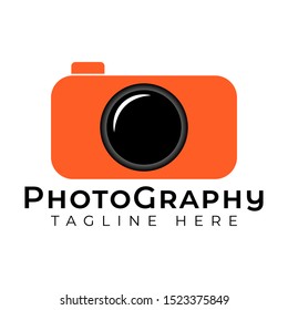 Orange camera photography logo icon vector template