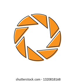 Orange Camera shutter icon isolated on white background. Vector Illustration