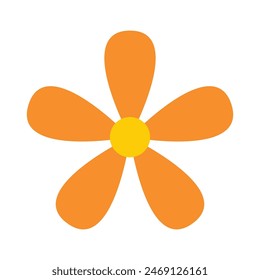 Orange camomile flower icon. Daisy chamomile. Simple flat design. Growing concept. Cute round flowers head plant collection. Childish style. Love card sign symbol. Isolated. White background. Vector