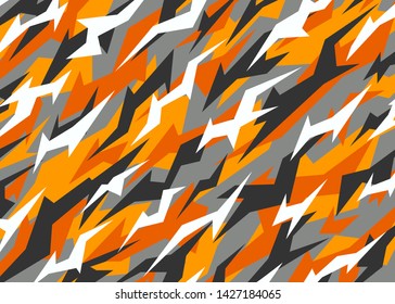 Orange camouflage pattern. Modern abstract Camo Vector background illustration for web, banner, backdrop, graphic or surface design use