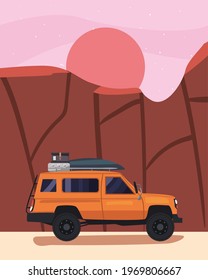 orange camper trailer at landscape