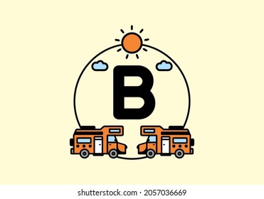 Orange campervan with B initial letter design