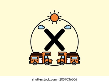 Orange campervan with X initial letter design