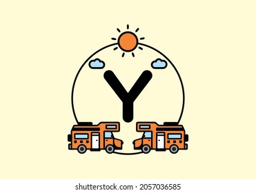 Orange campervan with Y initial letter design