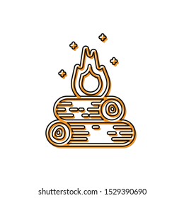 Orange Campfire icon isolated on white background. Burning bonfire with wood.  Vector Illustration