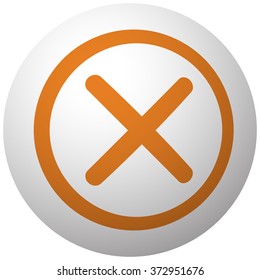 Orange Cancel icon on sphere isolated on white background
