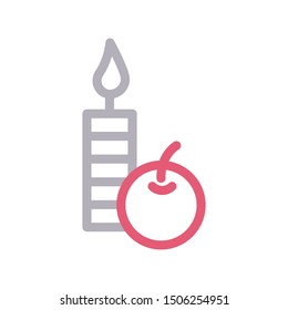 orange candle colour line vector icon