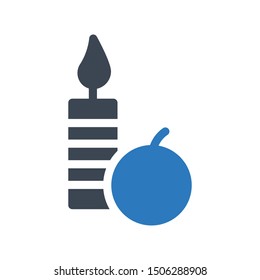 orange candle glyph colour vector icon