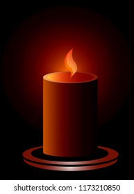 Orange candle on the black background