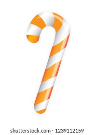 Orange candy cane on white background