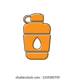 Orange Canteen water bottle icon isolated on white background. Tourist flask icon. Jar of water use in the campaign.  Vector Illustration