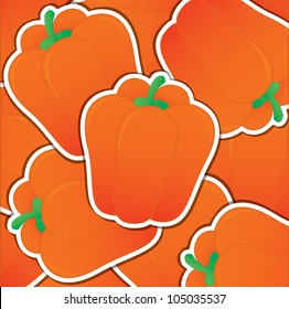 Orange capsicum sticker card in vector format.